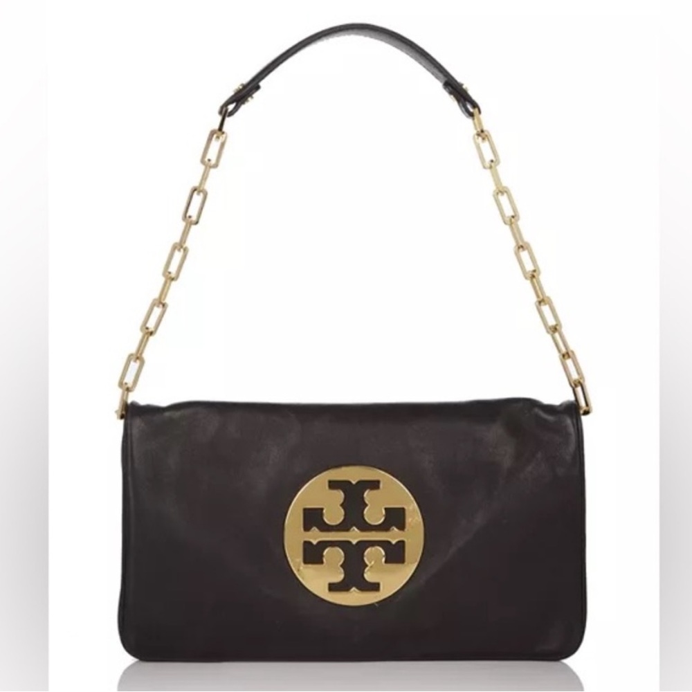 Tory Burch Black Shoulder Bag with Gold Accents